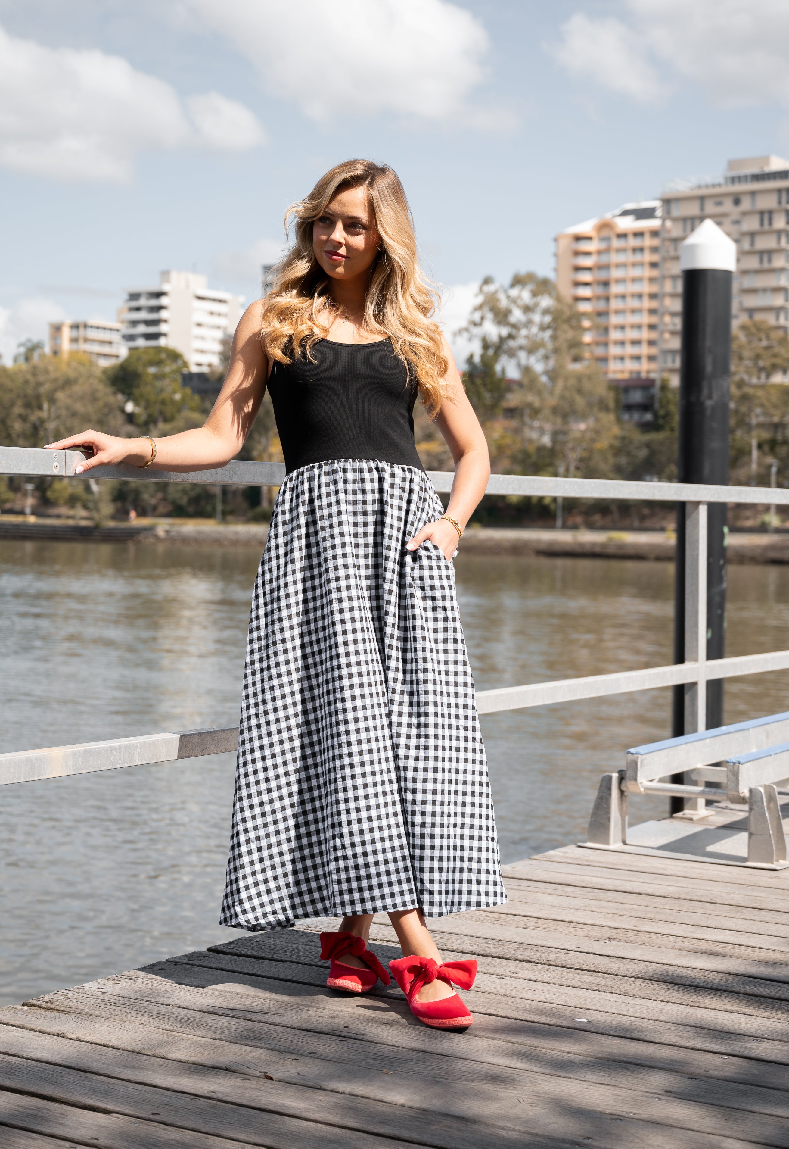 Harmony Gingham Dress Black