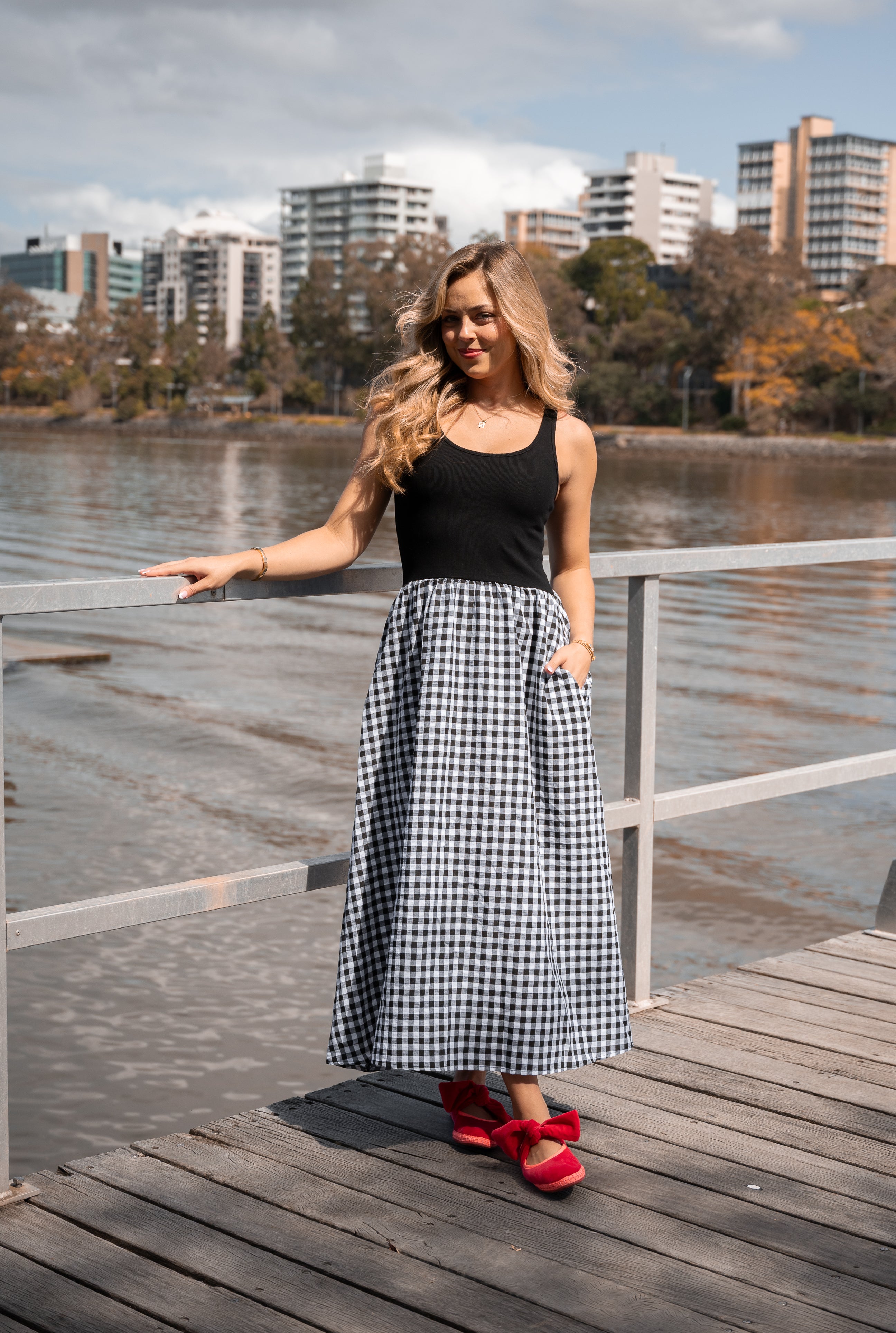 Harmony Gingham Dress Black