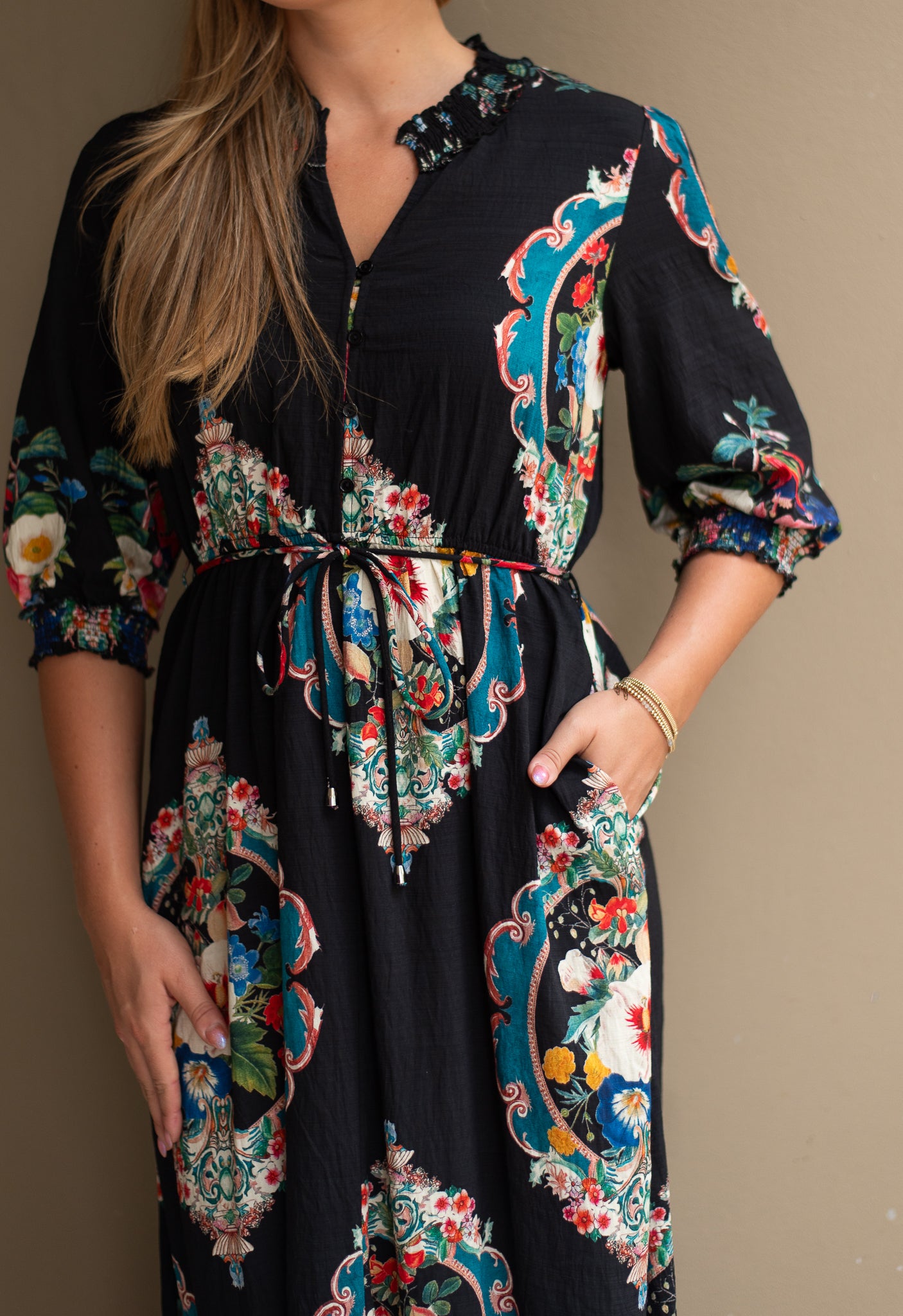Florence Border Print Midi Dress
