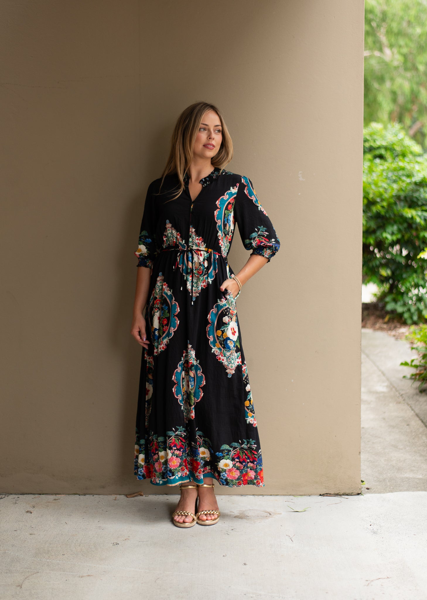 Florence Border Print Midi Dress