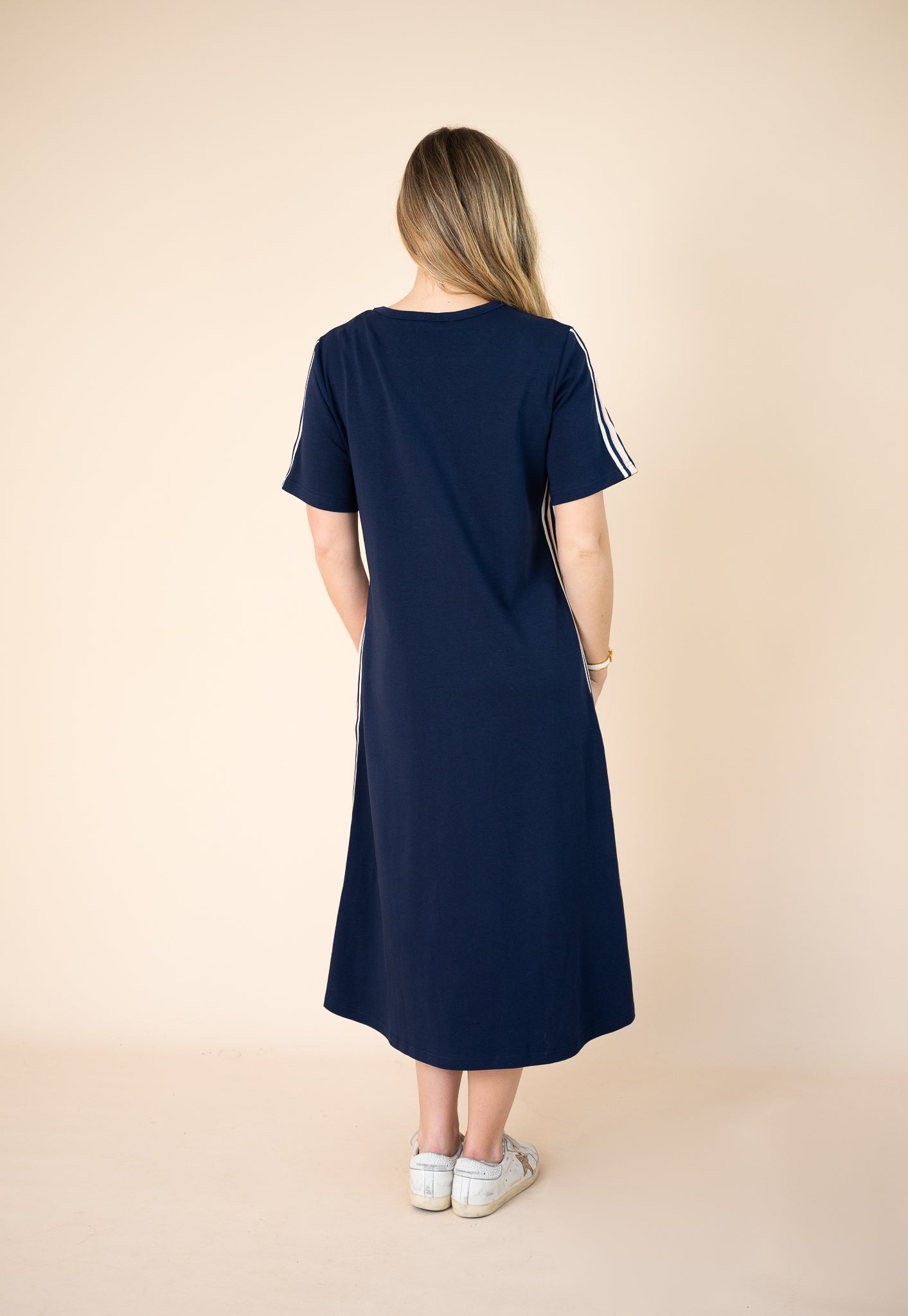 Mindy Jersey Racer Stripe Midi Dress
