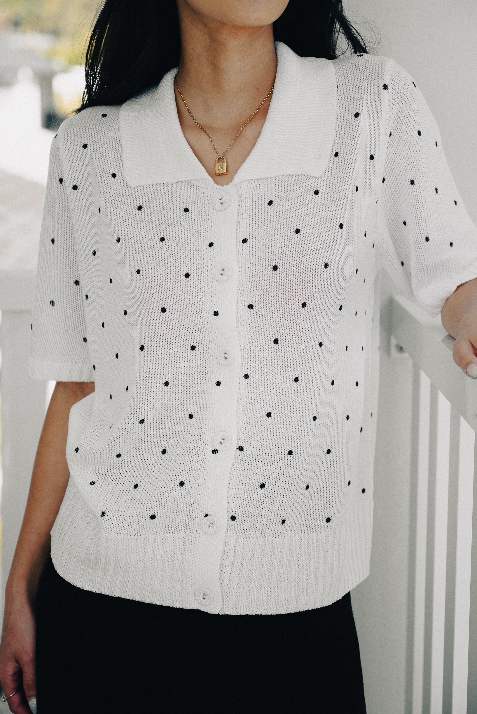 Polka Dot Button Top