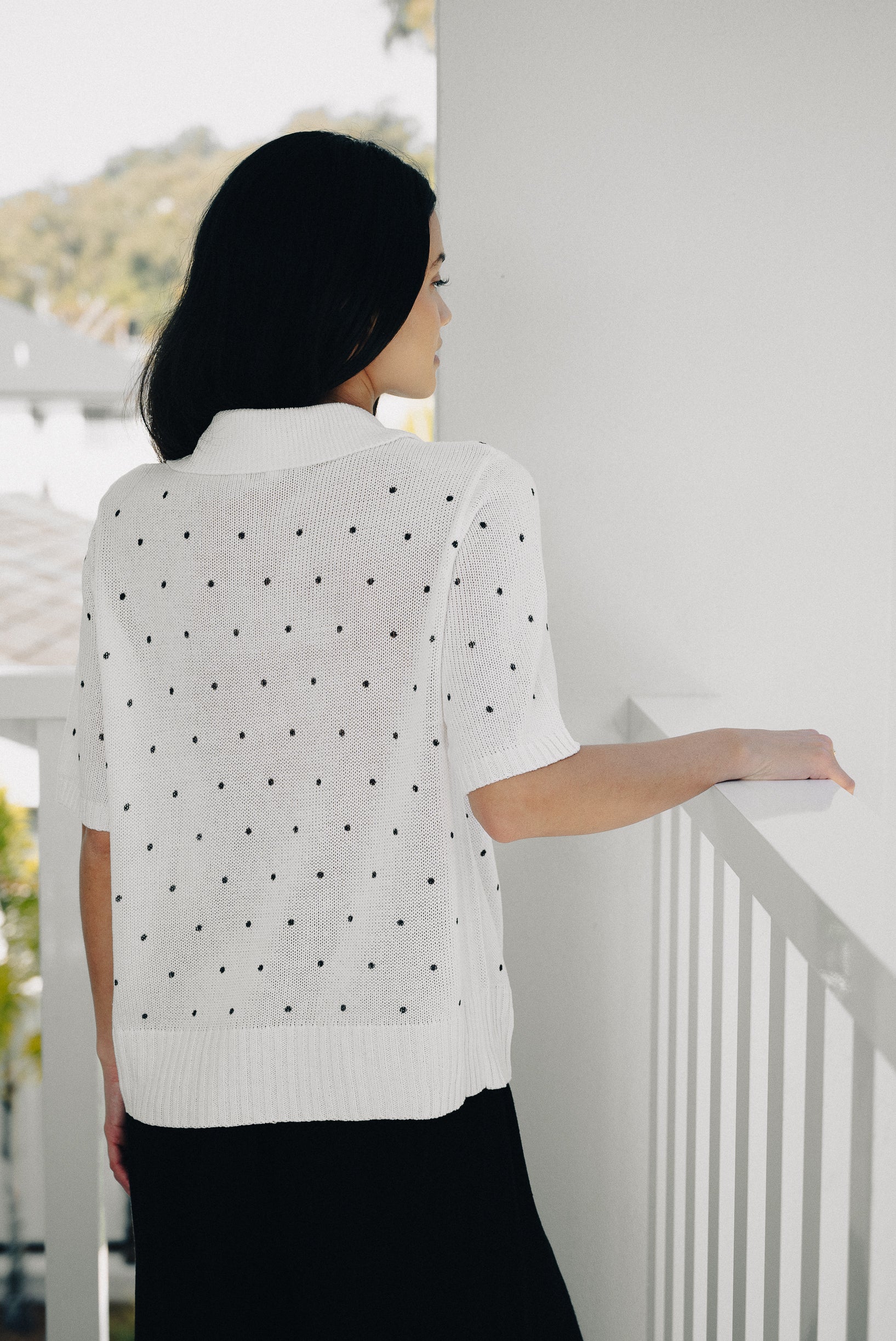 Polka Dot Button Top