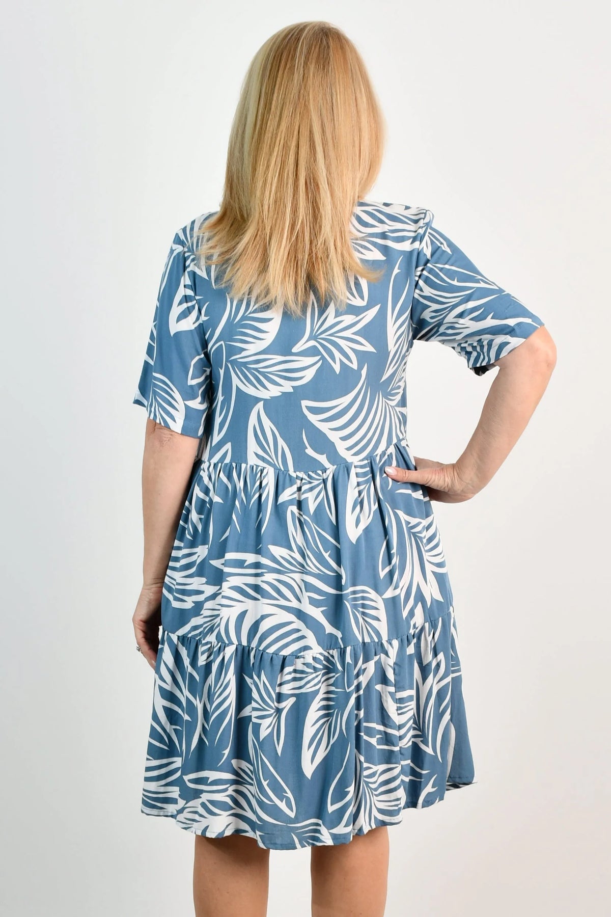 Cindy Dress - Daintree Denim & White