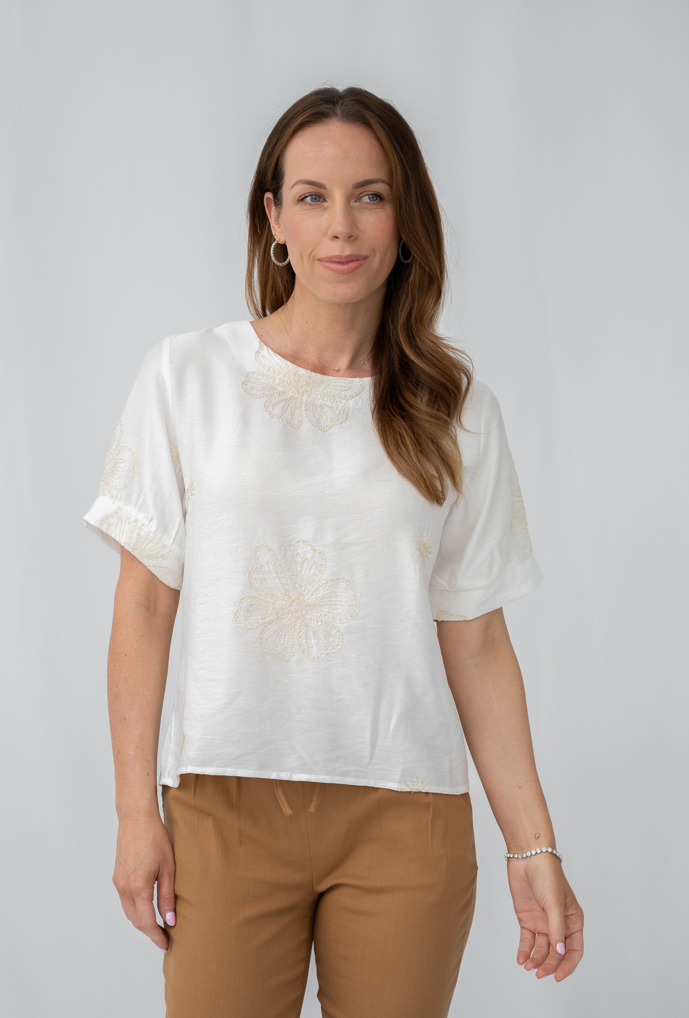 Elice Embroidered Top White