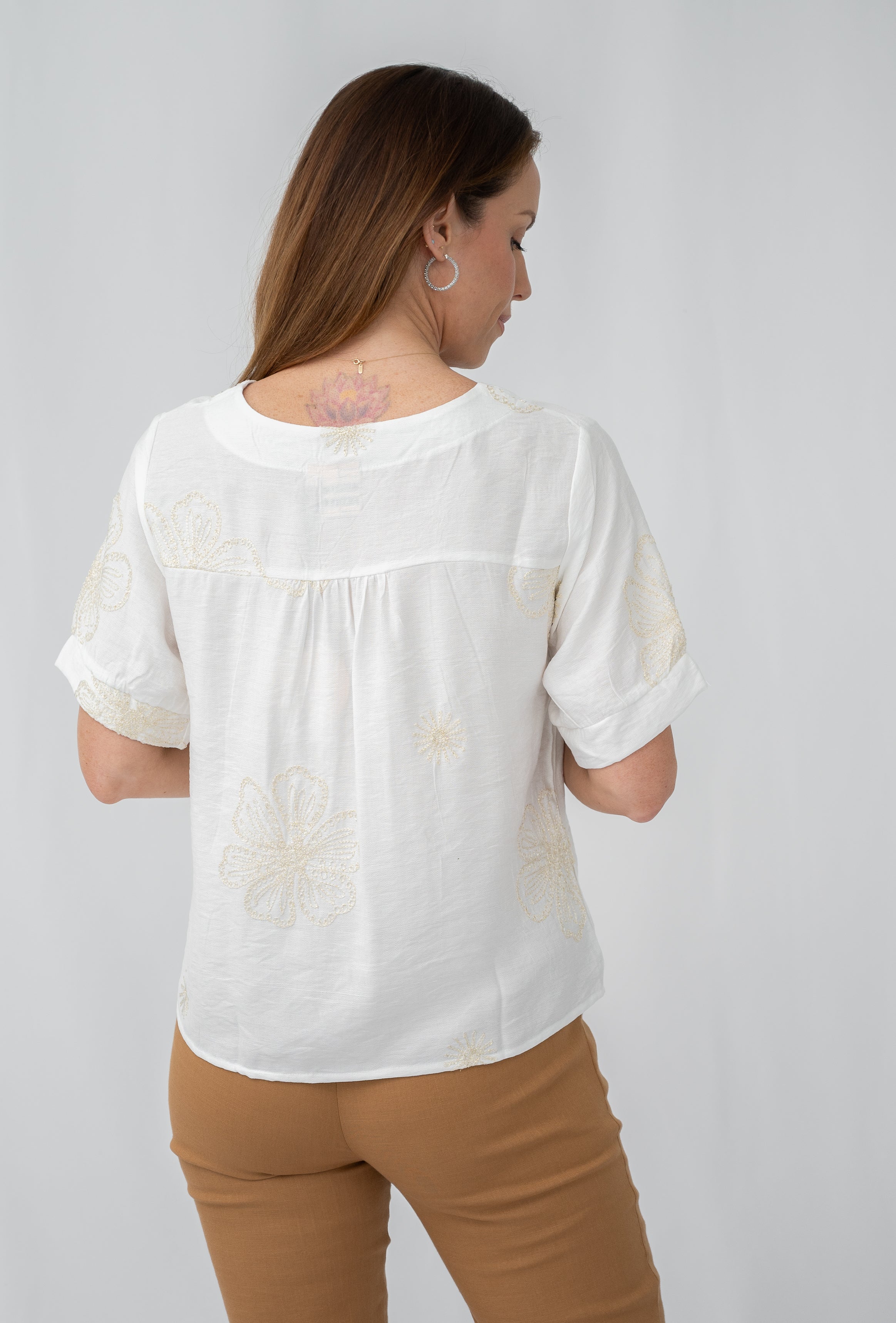 Elice Embroidered Top White