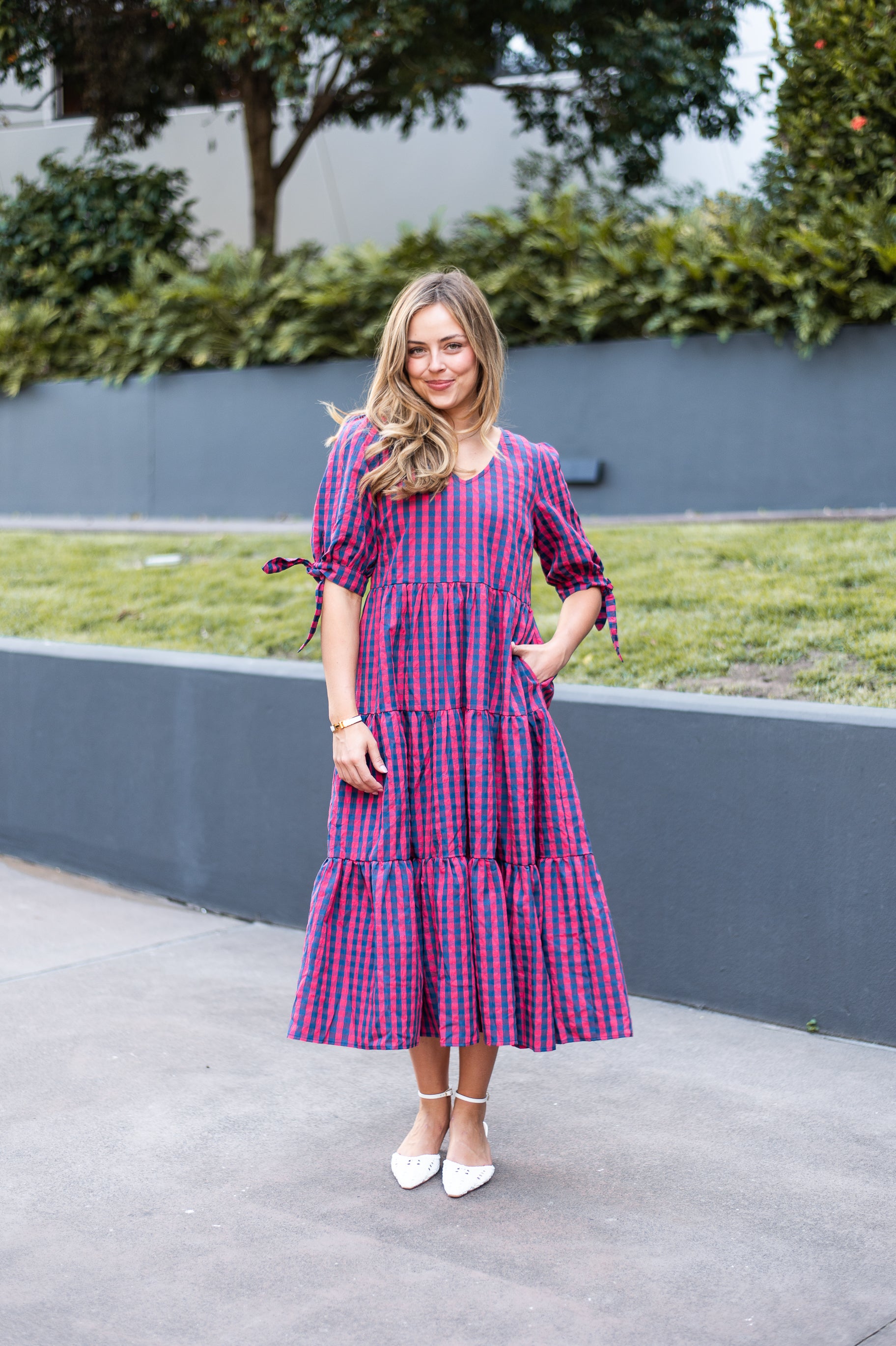 Annie Gingham Midi Dress