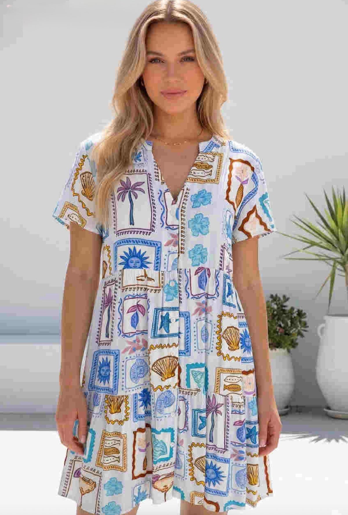 Seaside Escape Short Dress Blue