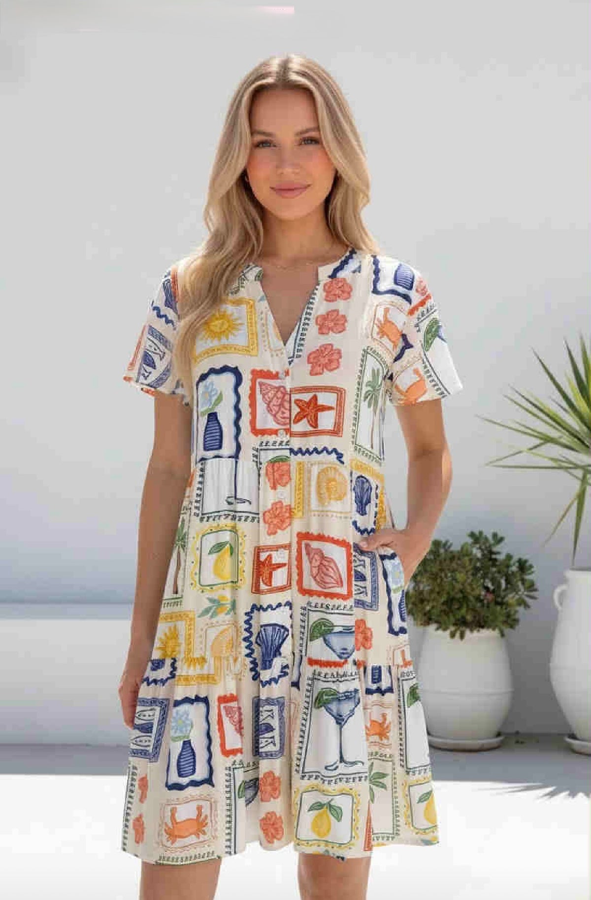 Seaside Escape Short Dress Multicolour