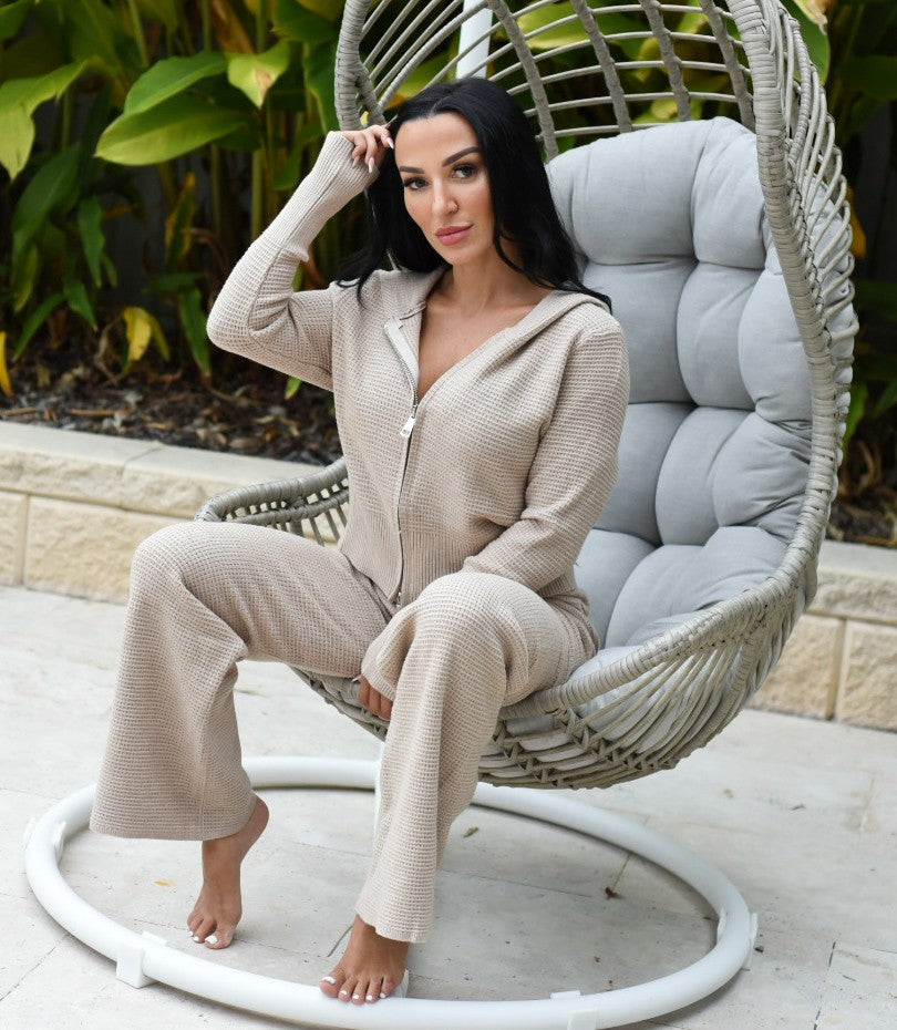 2 Piece Wool Blend Waffle Weave Set