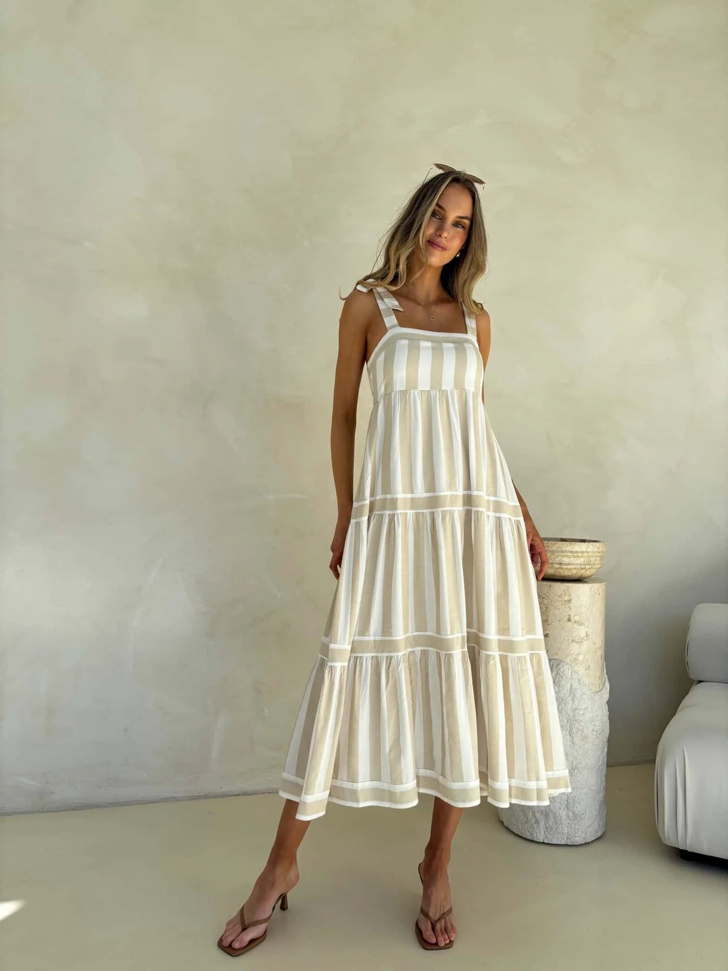 Cleo Stripped Midi Dress