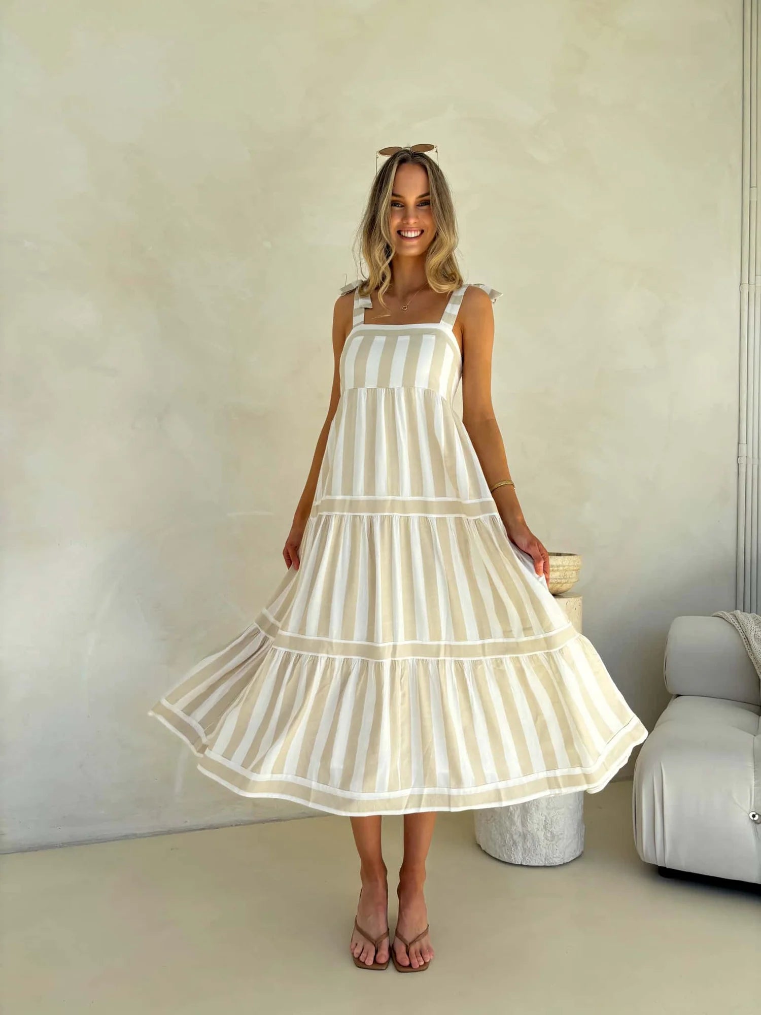Cleo Stripped Midi Dress