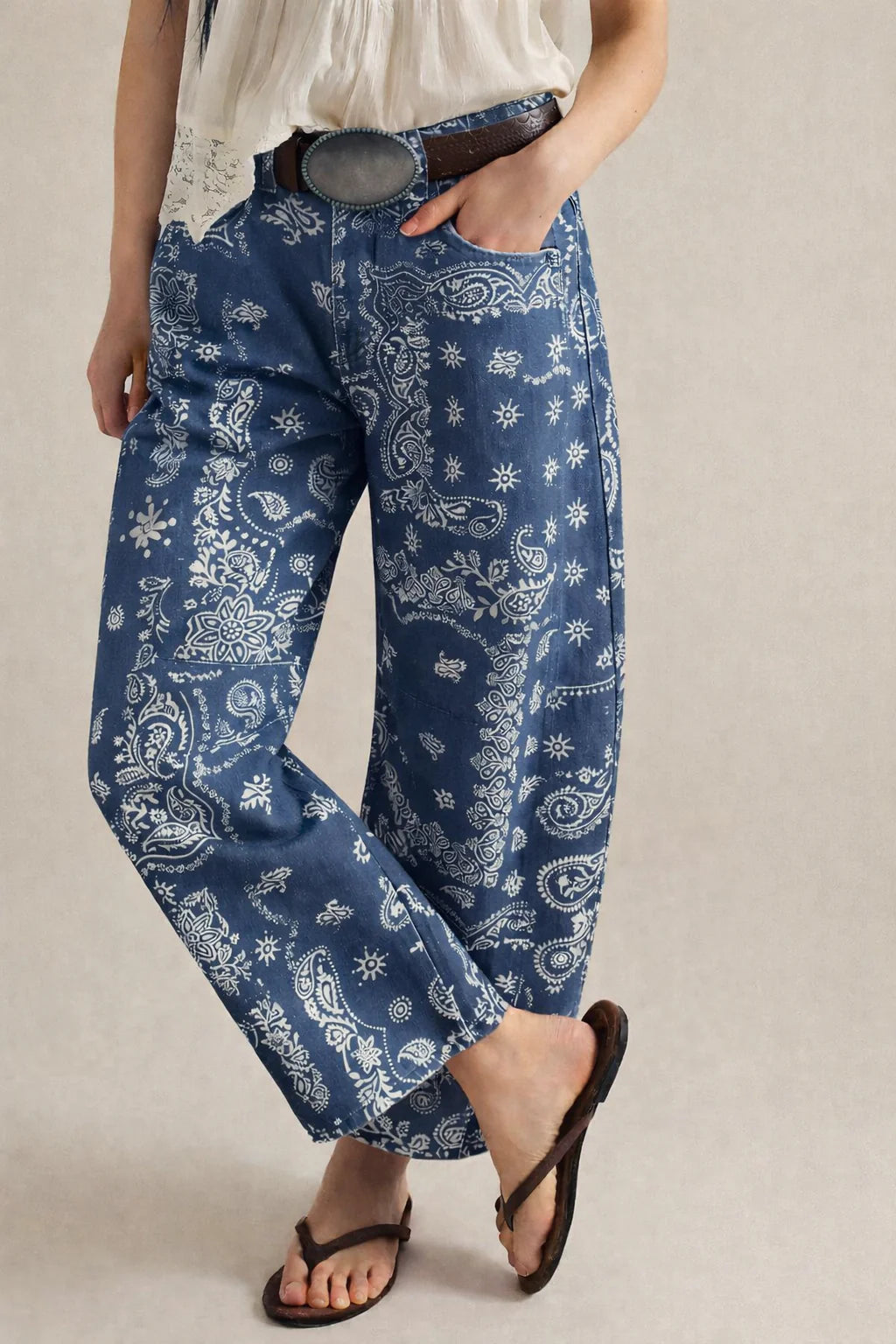 Your Lucky Day Bandana Barrel Pant Blue