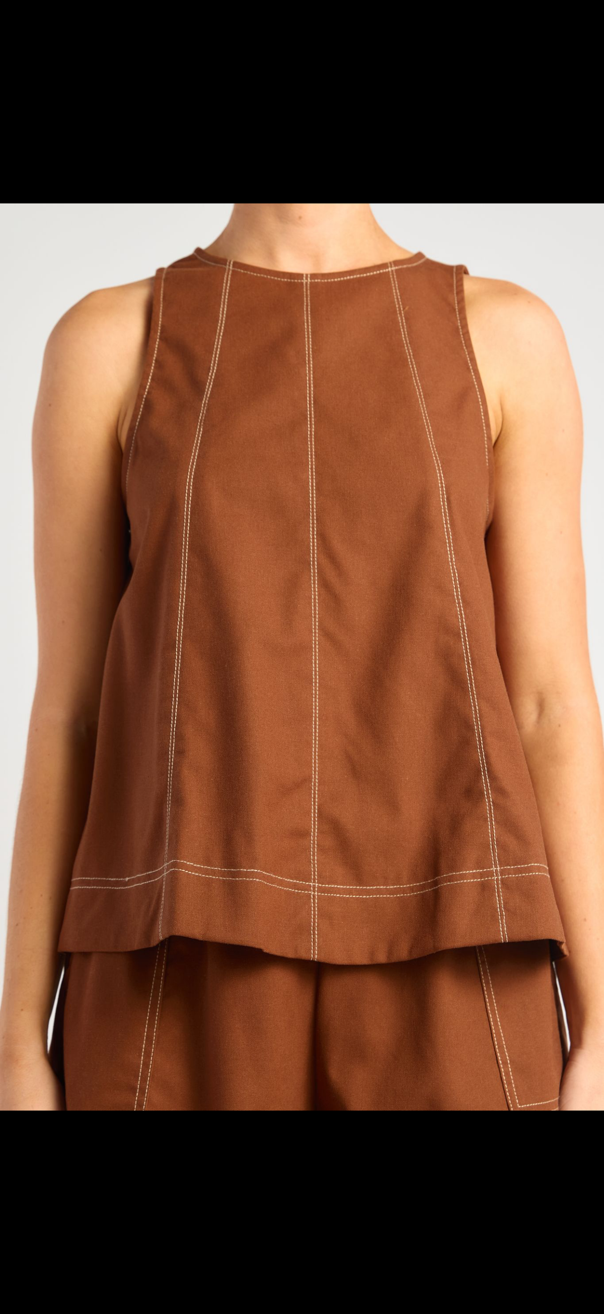 Brianna Cotton Linen Top & Shorts Set Brown