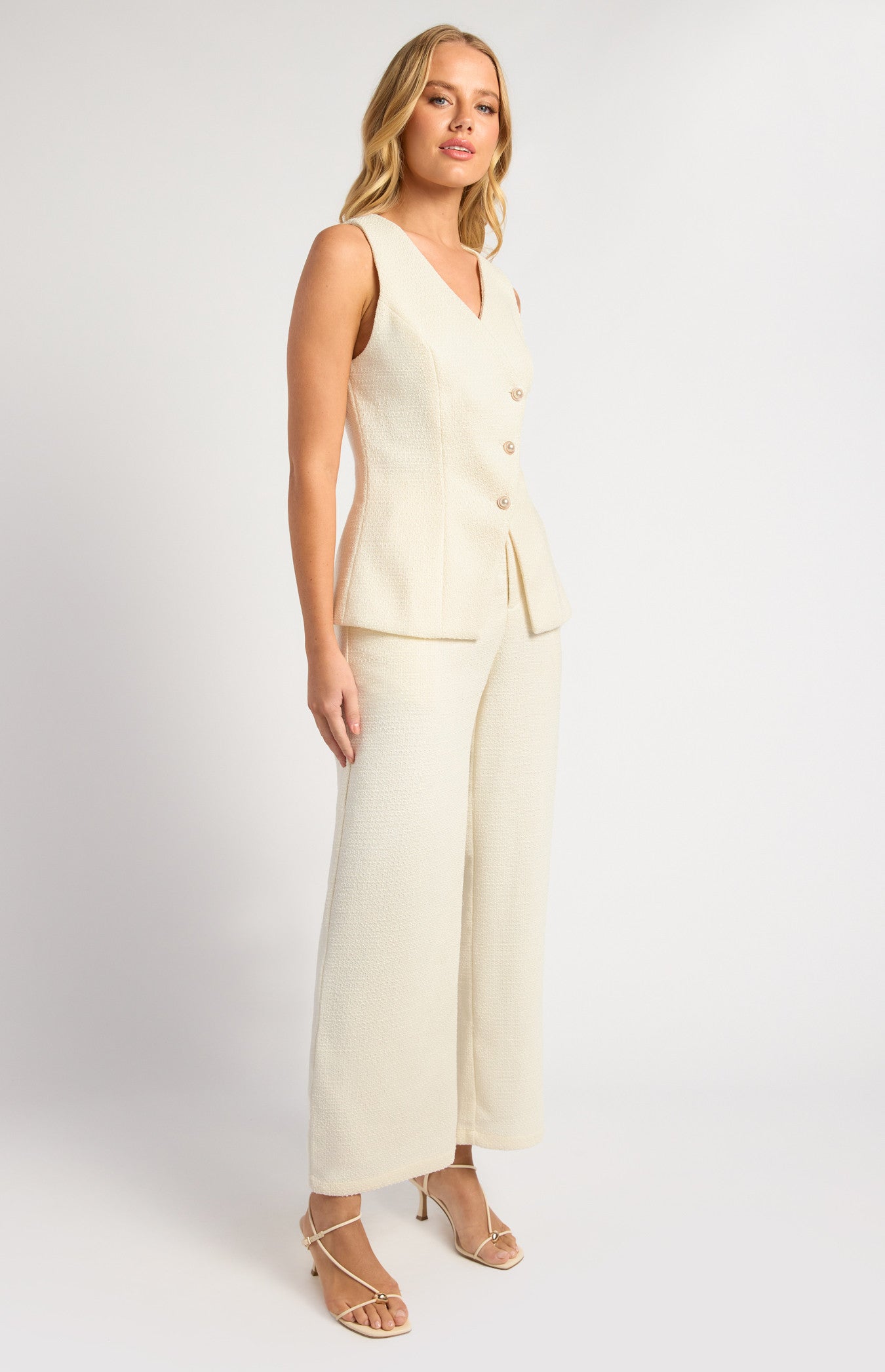 Samaya Vest and Pant Set White