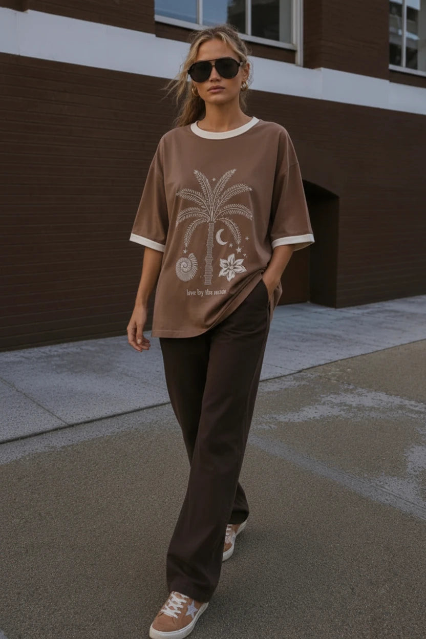 Love by the Moon Tee Brown