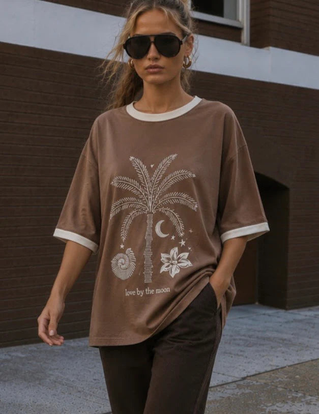 Love by the Moon Tee Brown