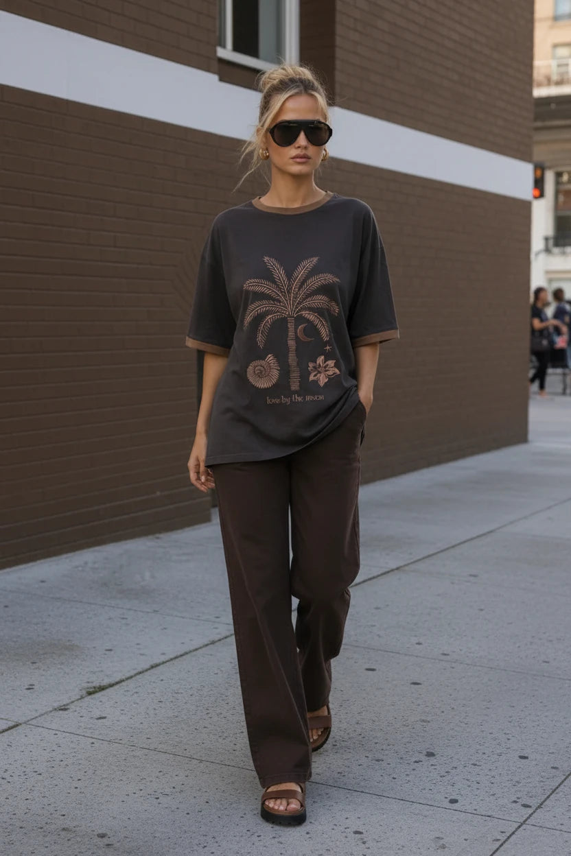 Love by the Moon Tee Charcoal