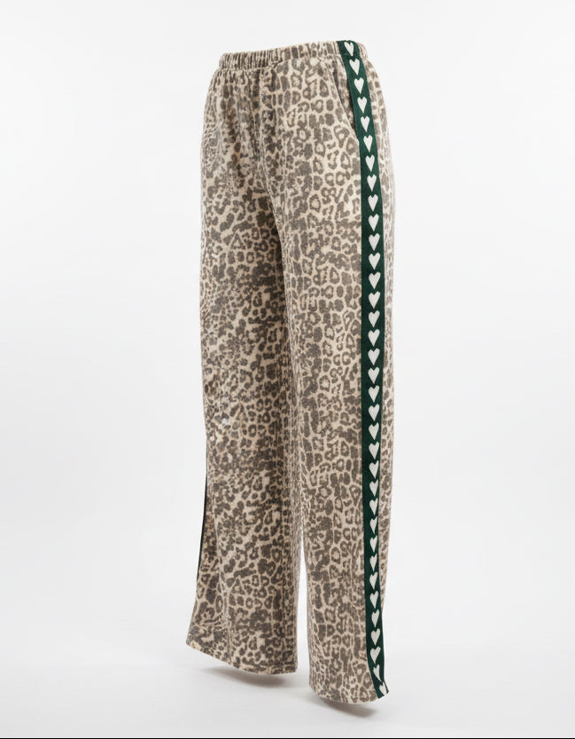Leopard Racer Dark Green Heart Jeans