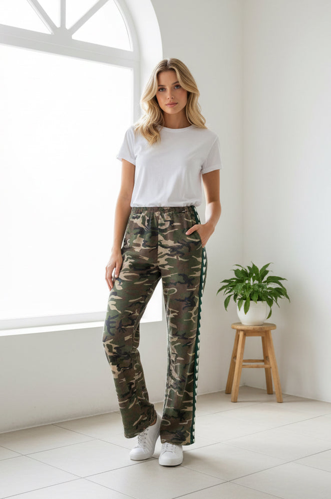 Jay Camo Green Heart Racer Stripe Pant