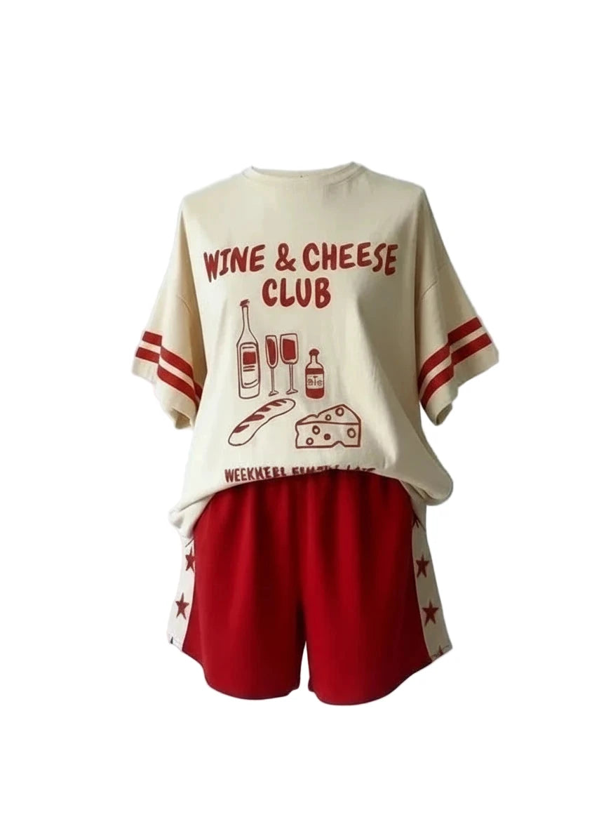 Wine and Cheese Club Short Set