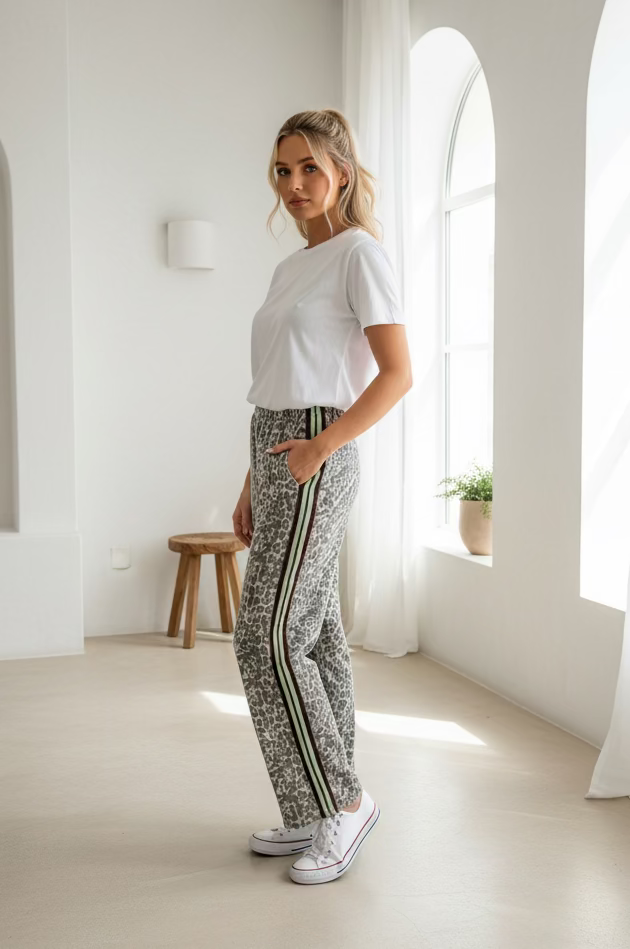 Leopard Racer Choc / Mint Stripe Jeans