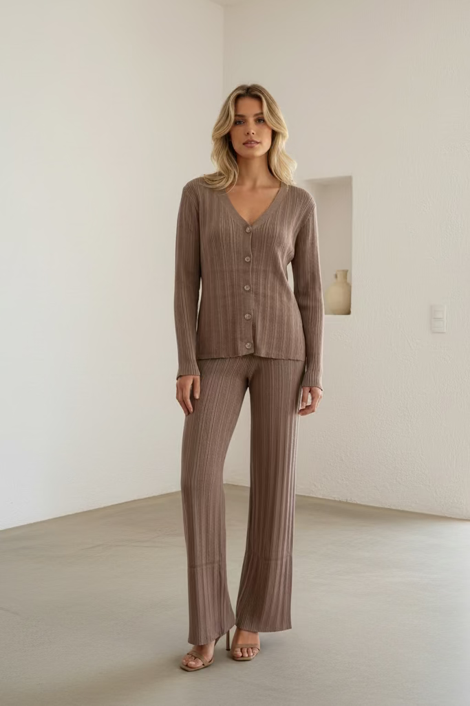 Freya Knit Pant Set Mocha