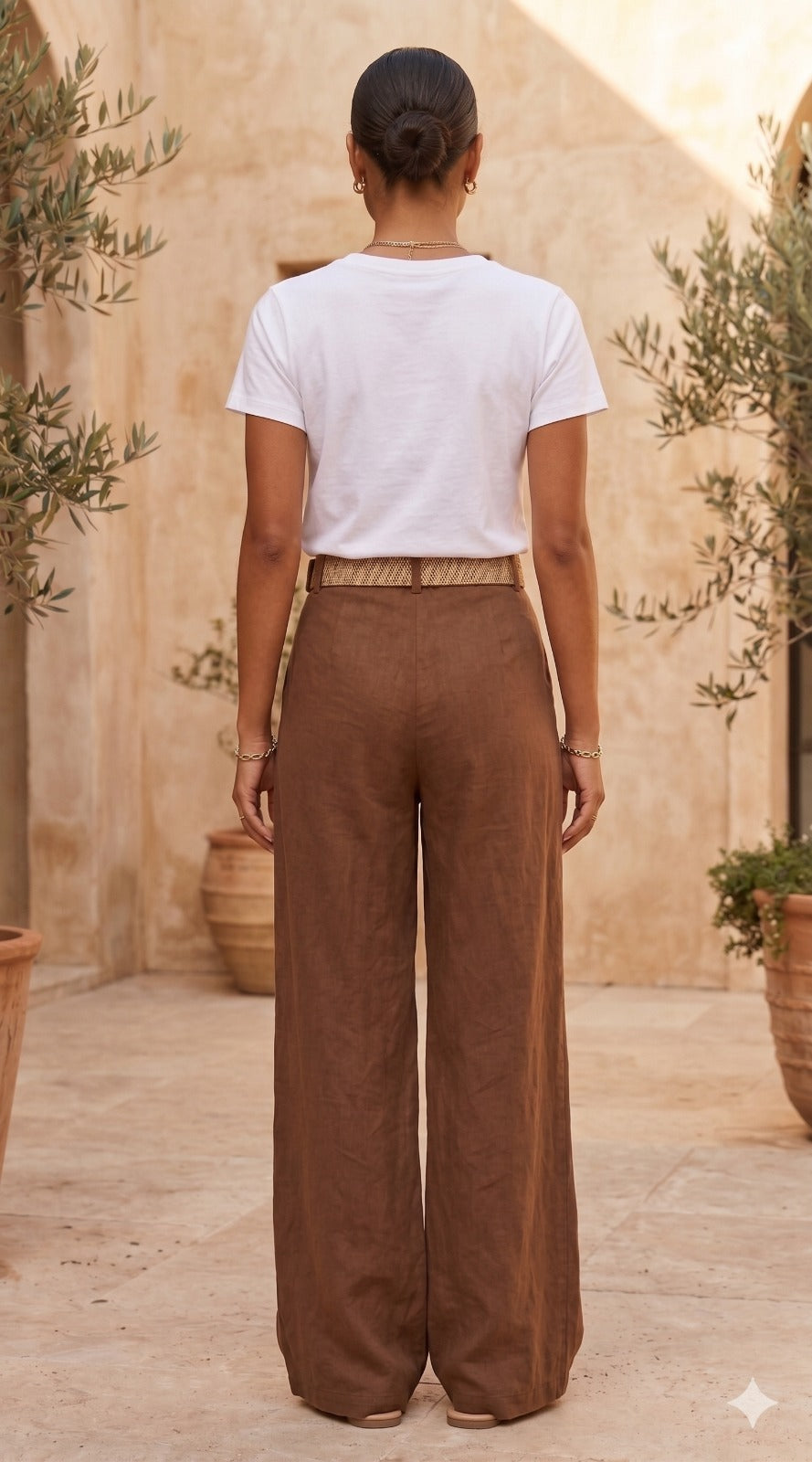 Vida Wide Leg Pants Brown