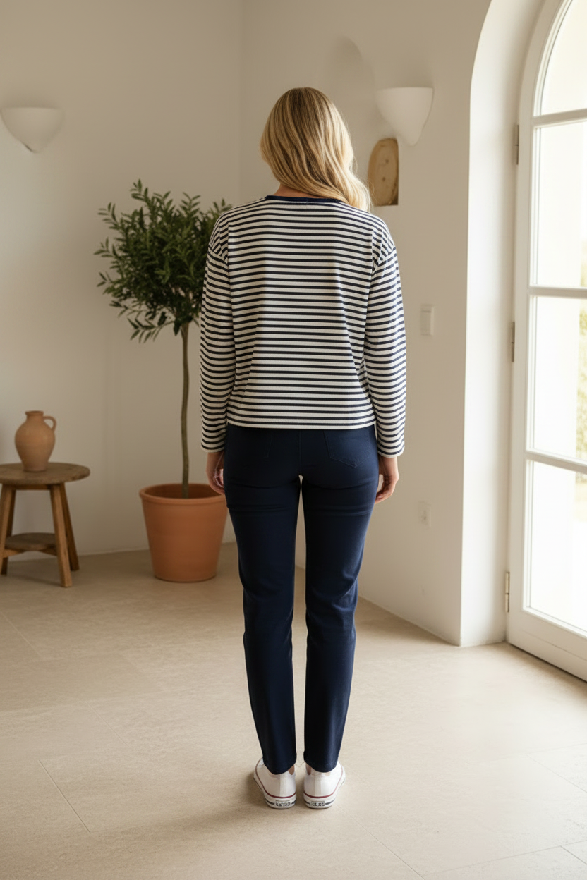 Drift Stripe Top Navy by Little Lies