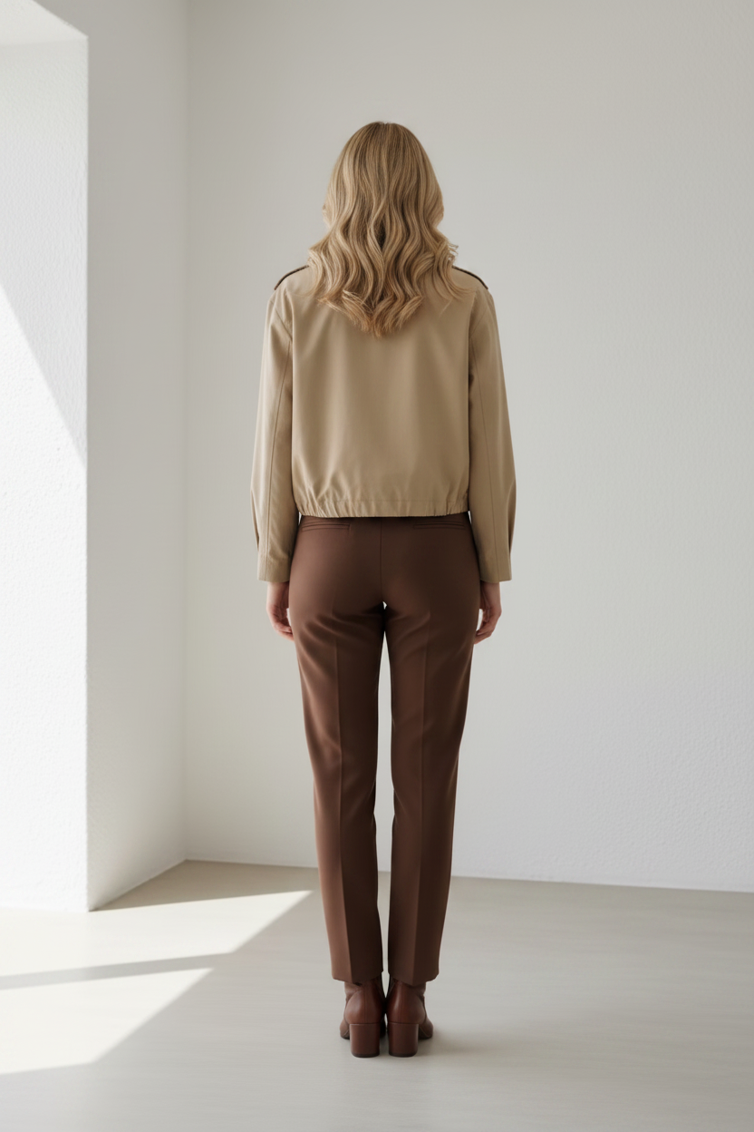 Trench Bomber Jacket Dark Beige