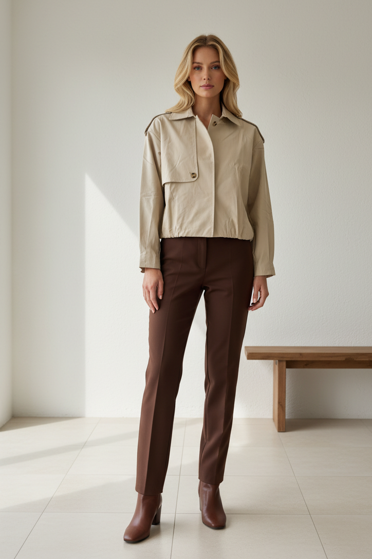 Trench Bomber Jacket Light Beige