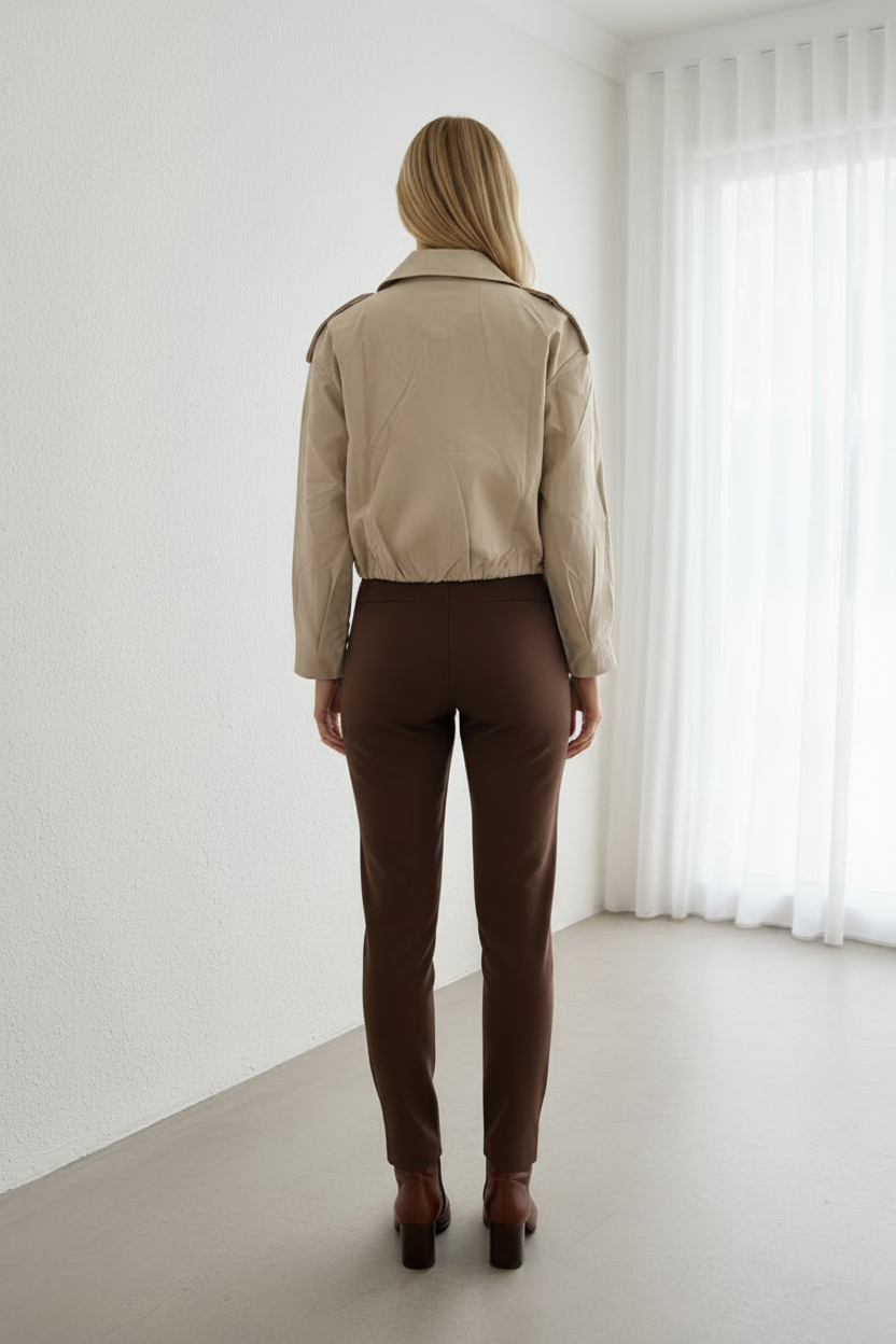 Trench Bomber Jacket Light Beige