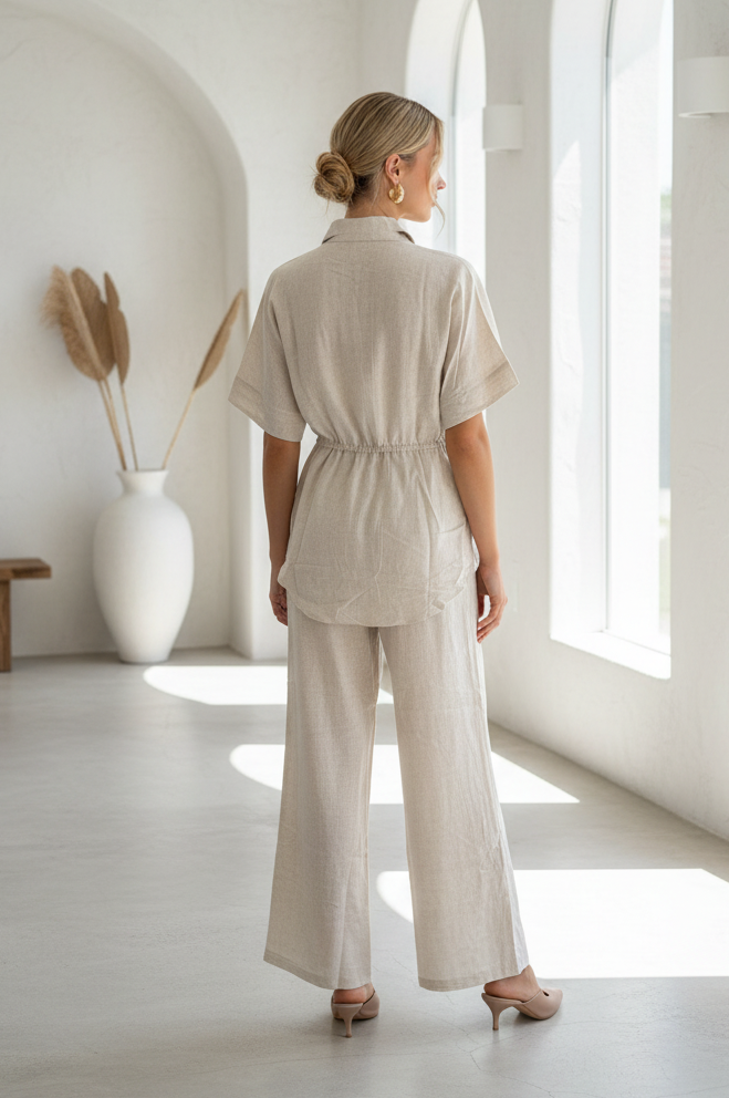 Imogen 2 Piece Top & Pant Set Oatmeal