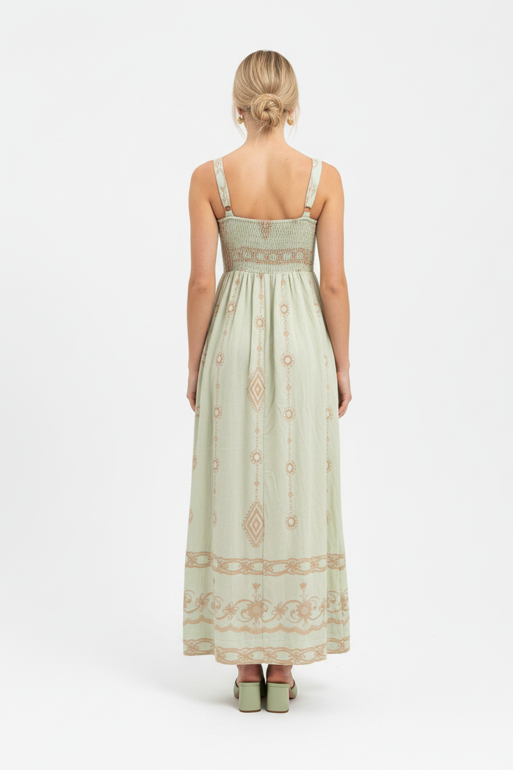 Destiny Pale Green Patterned Maxi