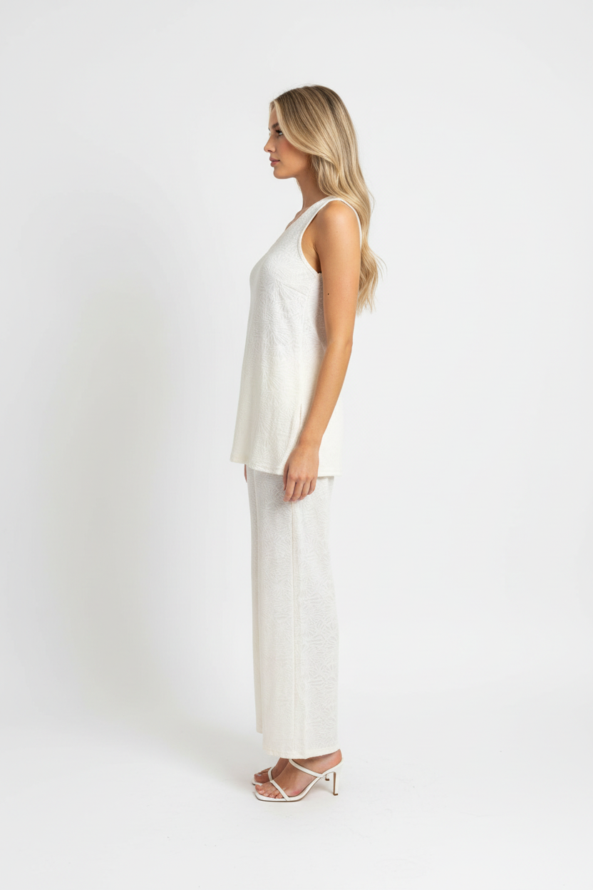 Rebel One Shoulder Top & Pant Set White