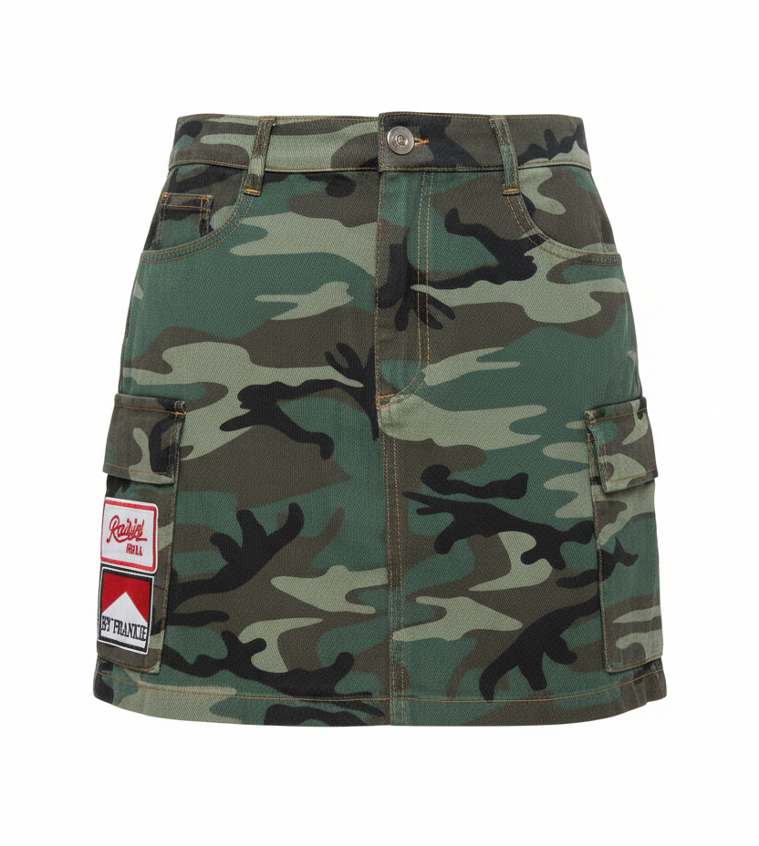 Dark Camo Cargo Mini Skirt