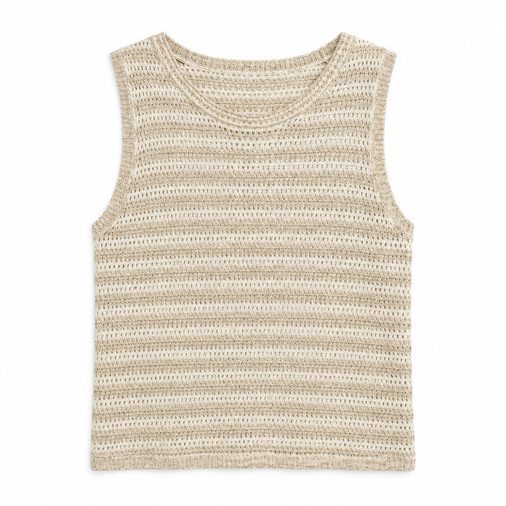 Nina Knit Tank by Little Lies Natural/White