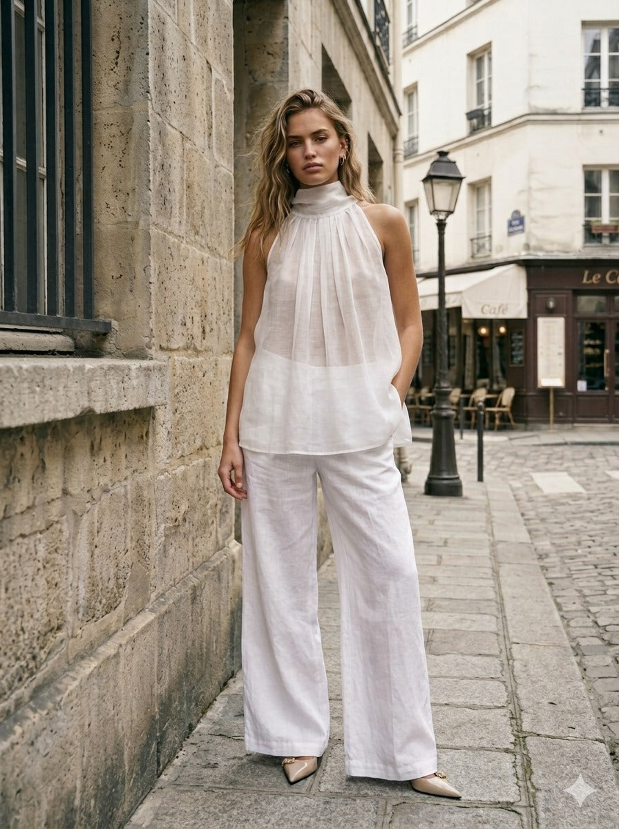 Keisha Sheer Top Off-White