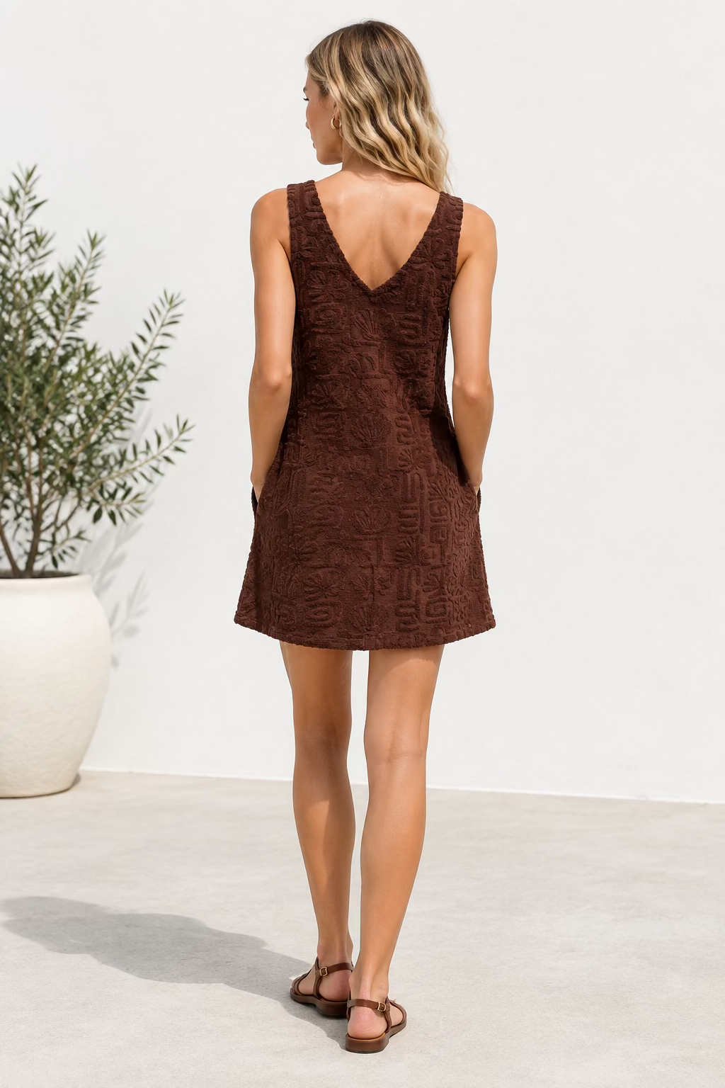 The Towelling Edit Mini Dress Chocolate