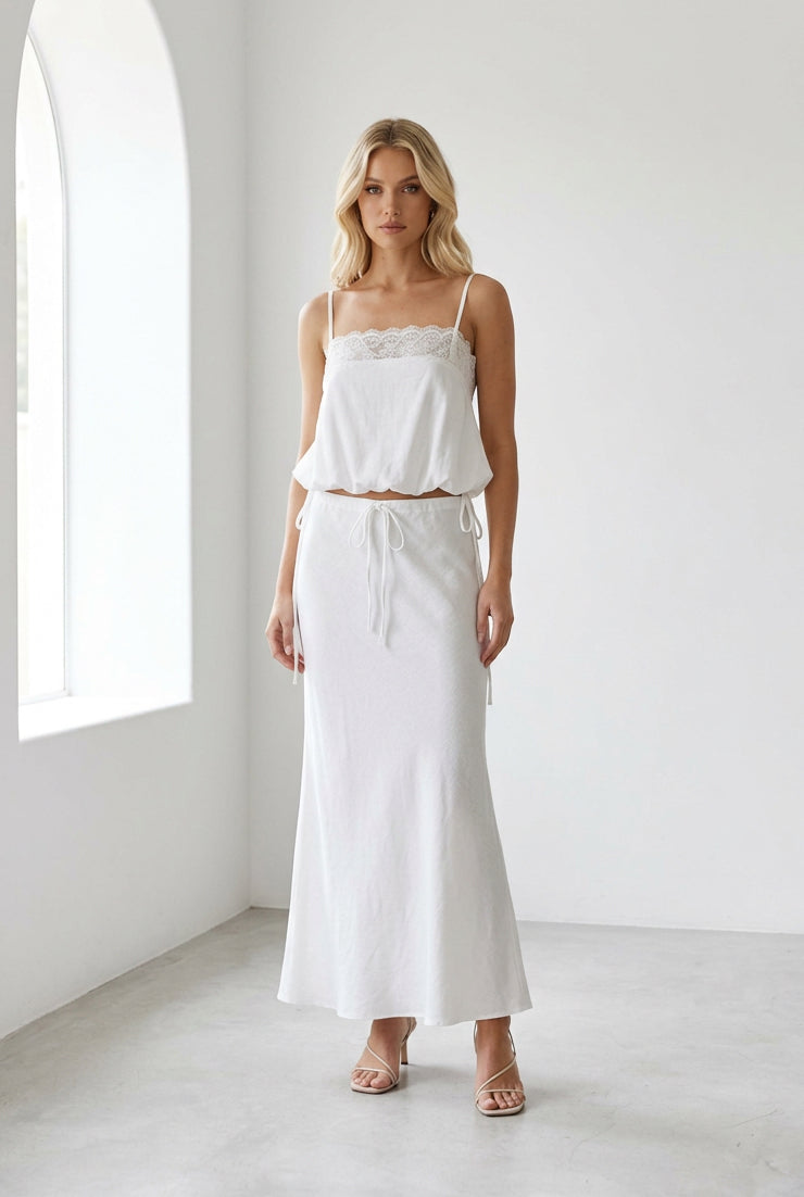 Paros Cami & Maxi Skirt Set White