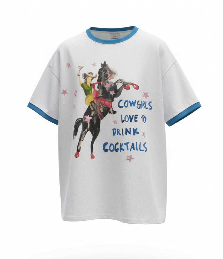 Cowgirls & Cocktails Tee White