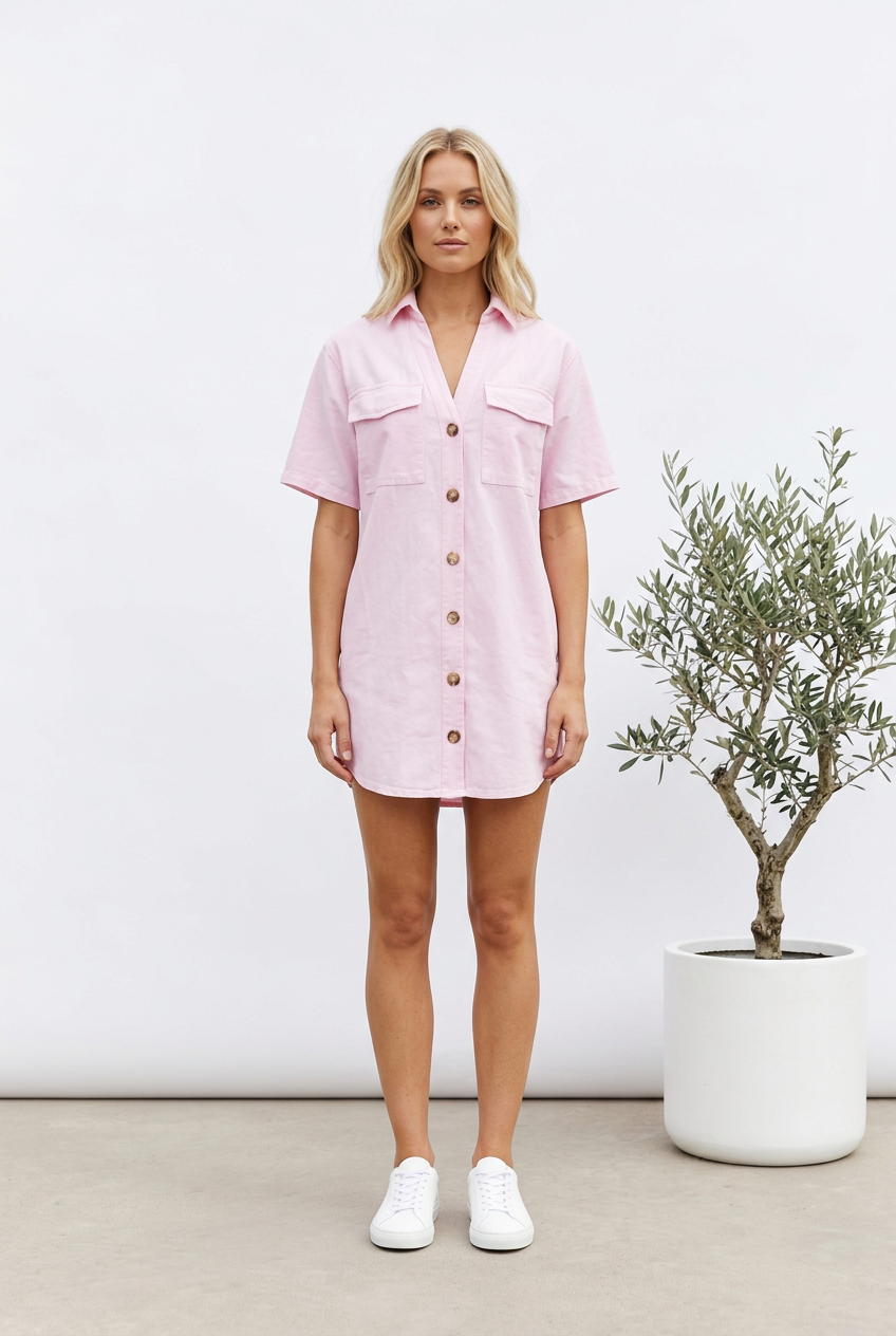Maddy Shirt Dress Pink