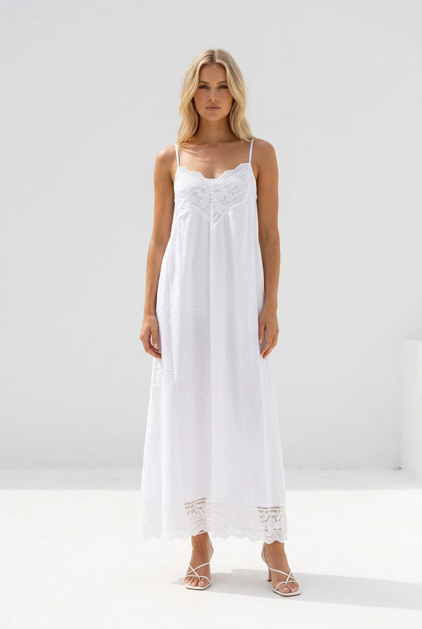 Kazzy Lace Trim Maxi White