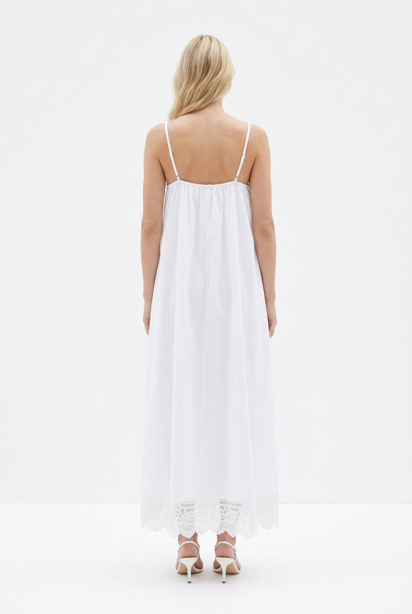 Kazzy Lace Trim Maxi White