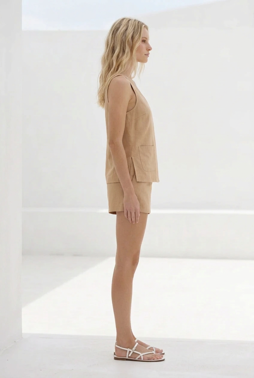 Jazz Knit 2 Pce Short Set Beige