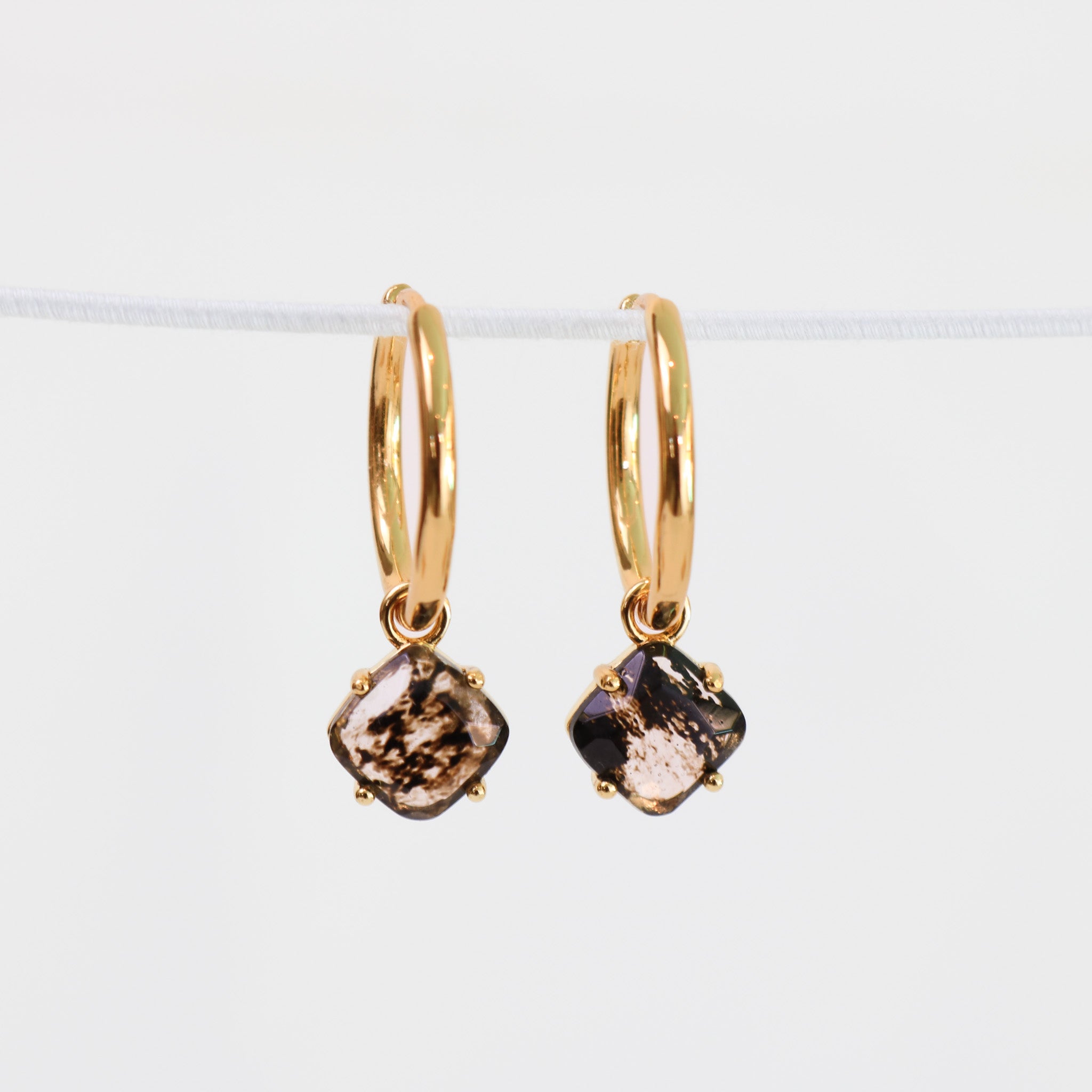 Aura Earrings in Gold with Herkimer