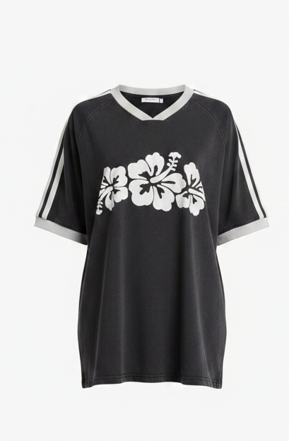 Hibiscus By Frankie Acid Washed Black Tee