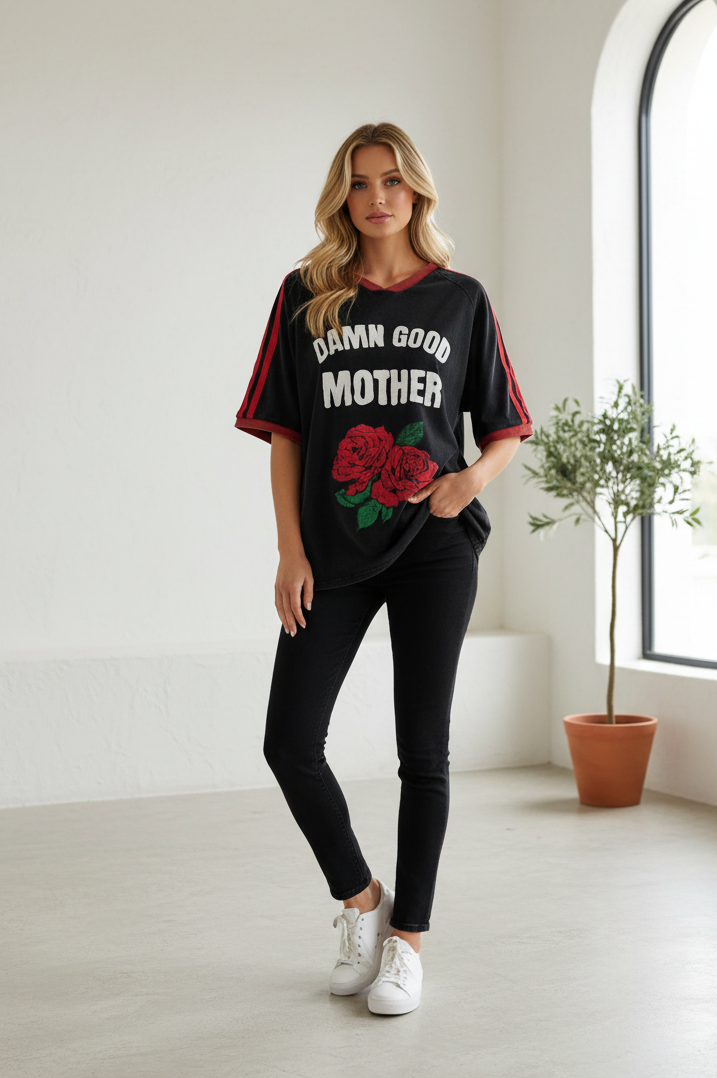 Damn Good Mother Tee Black Acid