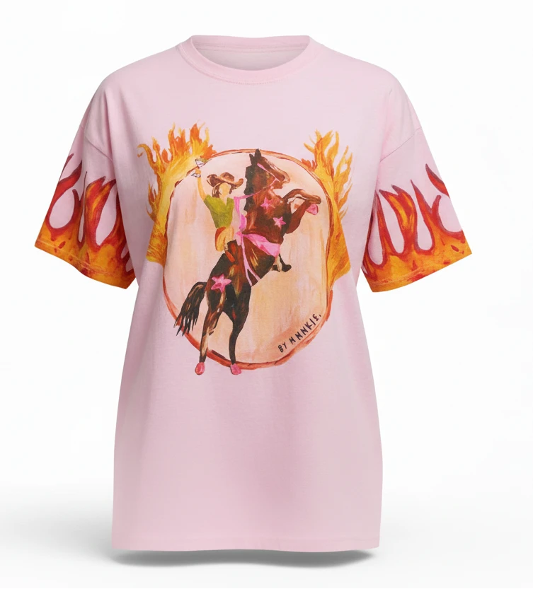 Flamin Cowgirl Tee By Frankie Pink