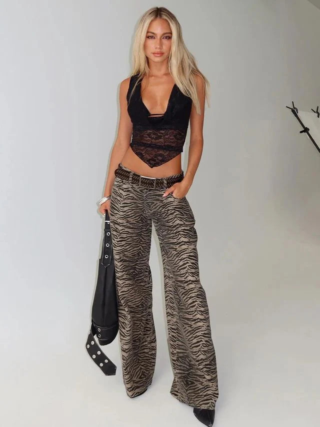 Moment in Y2K Zebra Flare Jeans